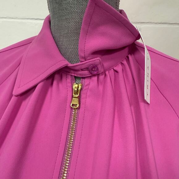 Trina Turk Snapdragon Pink Astounding Zip Up Collared Bomber Jacket Size XS NWT - Picture 4 of 11